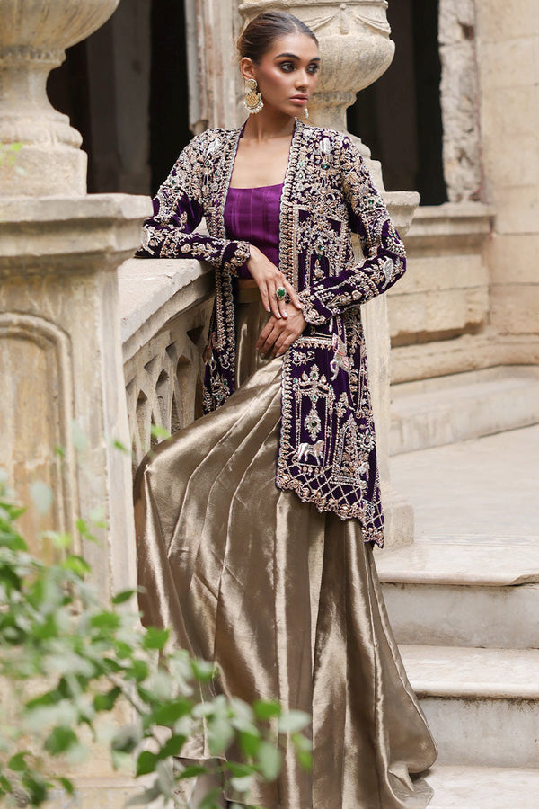 Purple-Jacket And Gharara